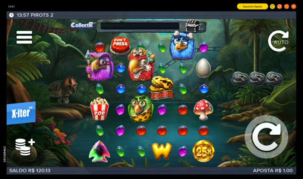 Tela do jogo base do slot Pirots 2 